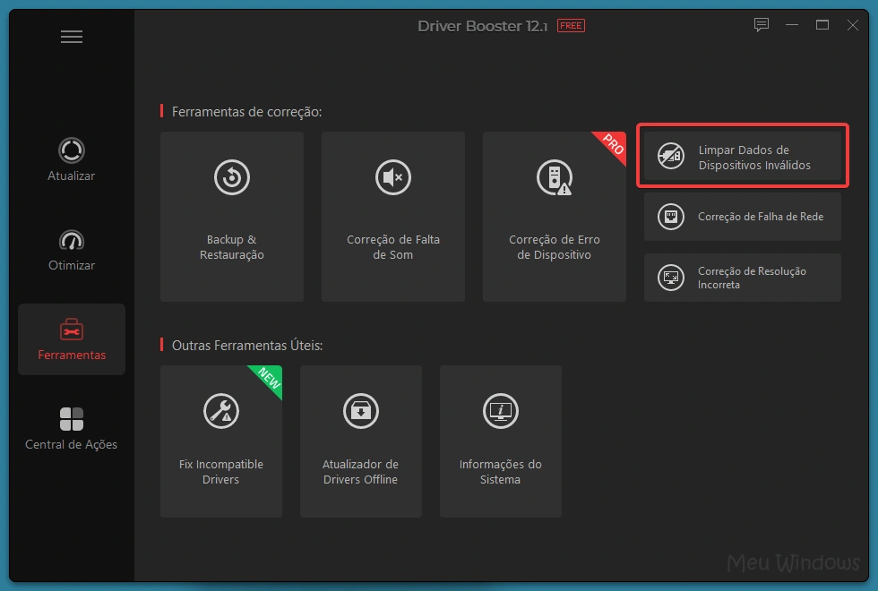 limpar dispositivos driver booster1