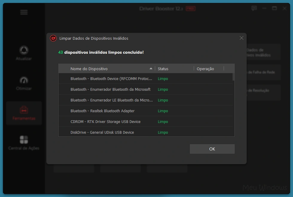 limpar dispositivos driver booster4