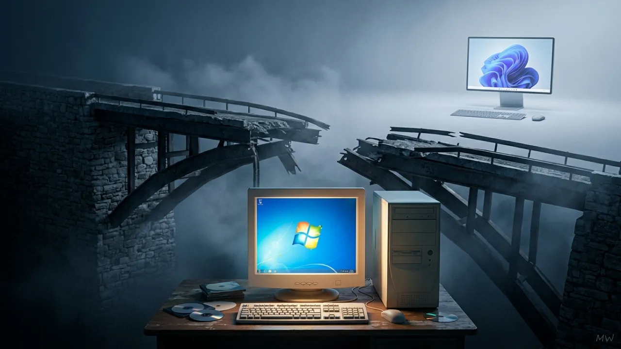 Windows 11 não é o verdadeiro sucessor do Windows 7 e a Microsoft sabe disso 2 computers representing windows eras