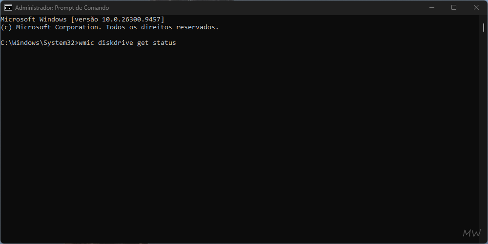 Como verificar a saúde do HD e SSD no Windows 11 e 10 1 Tela do CMD mostrando a verificação da integridade do HD e SSD.