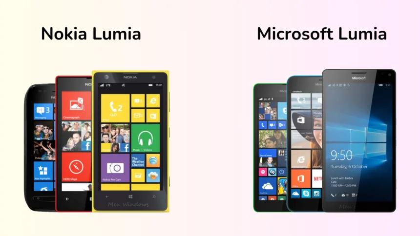 Modelos Lumia lançados pela Nokia e Microsoft