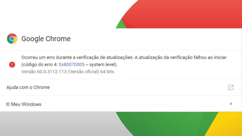 0x80070005 no Google Chrome