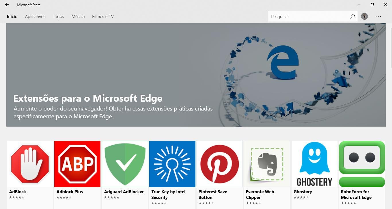 Extensões no Microsoft Edge