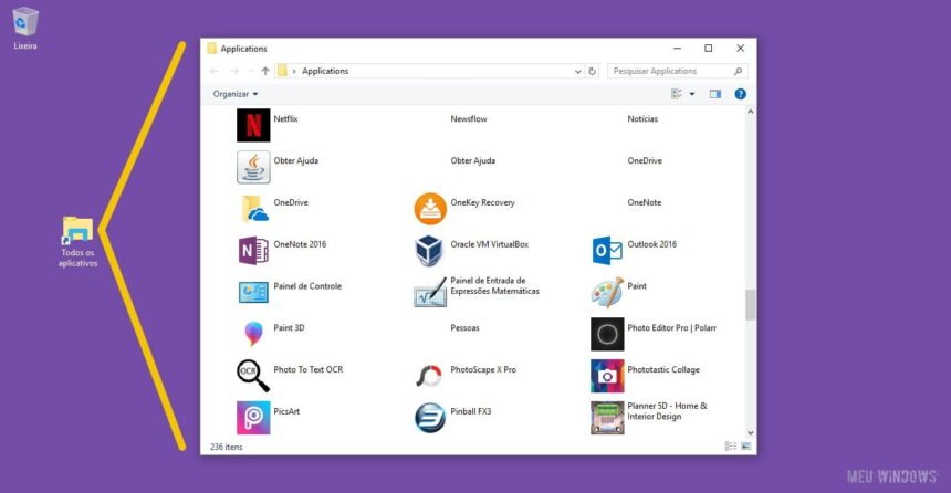 Atalho para todos os aplicativos