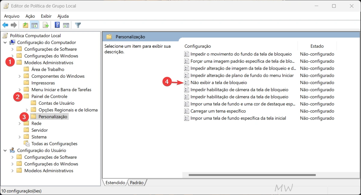 Desativar a tela de bloqueio do Windows pelo gpedit