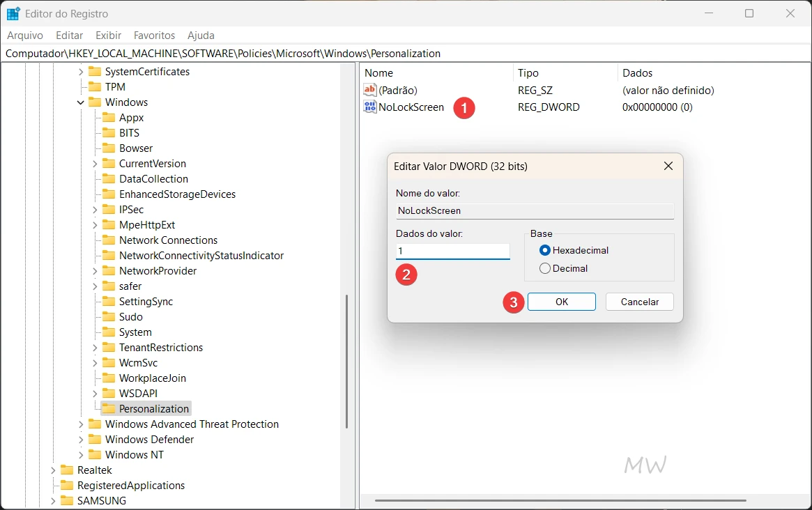 Desativar a tela de bloqueio do Windows pelo regedit
