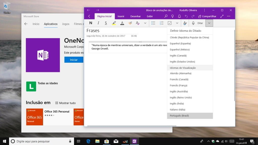 OneNote para Windows 10 é atualizado com o recurso ditado