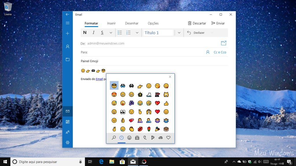 painel emoji windows 10