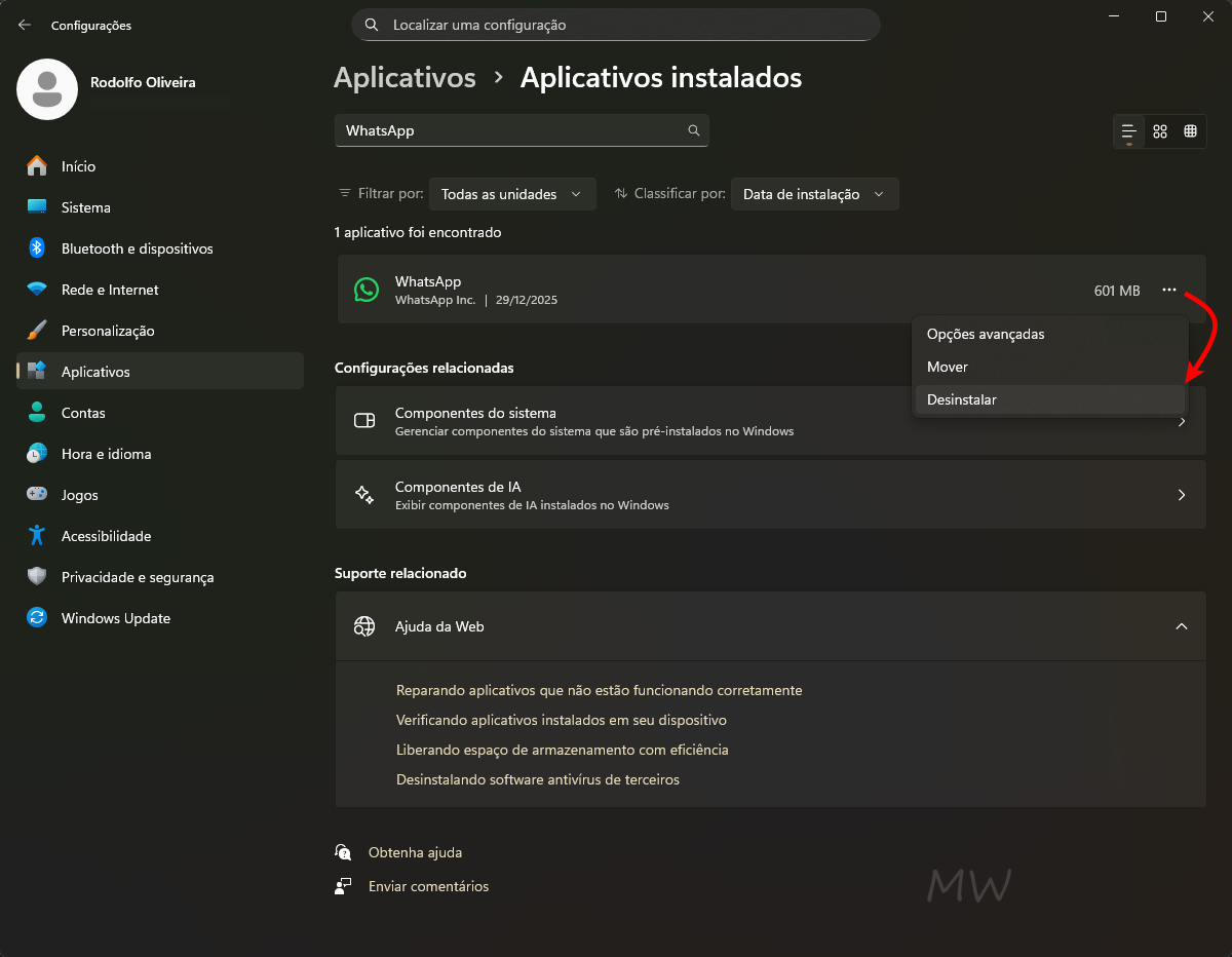 Como baixar, instalar e desinstalar o WhatsApp no Windows 11 2 Como desinstalar o WhatsApp pelas Configurações do Windows 11