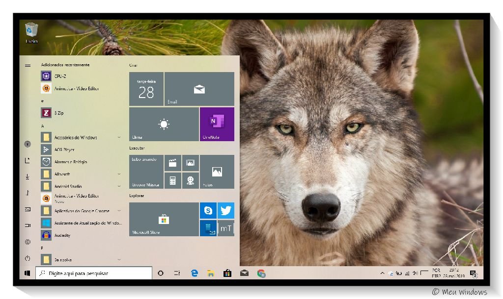 Imagem do Tema Lobo-cinzento no Windows 10