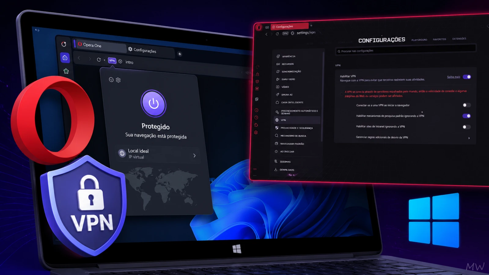 Como ativar a VPN do Opera no Windows 11/10 (Browser e GX) Como ativar a VPN do Opera no Windows 11/10 (Browser e GX)