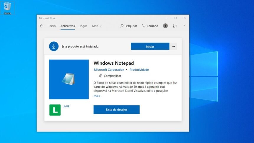 Bloco de Notas agora está disponível na Microsoft Store
