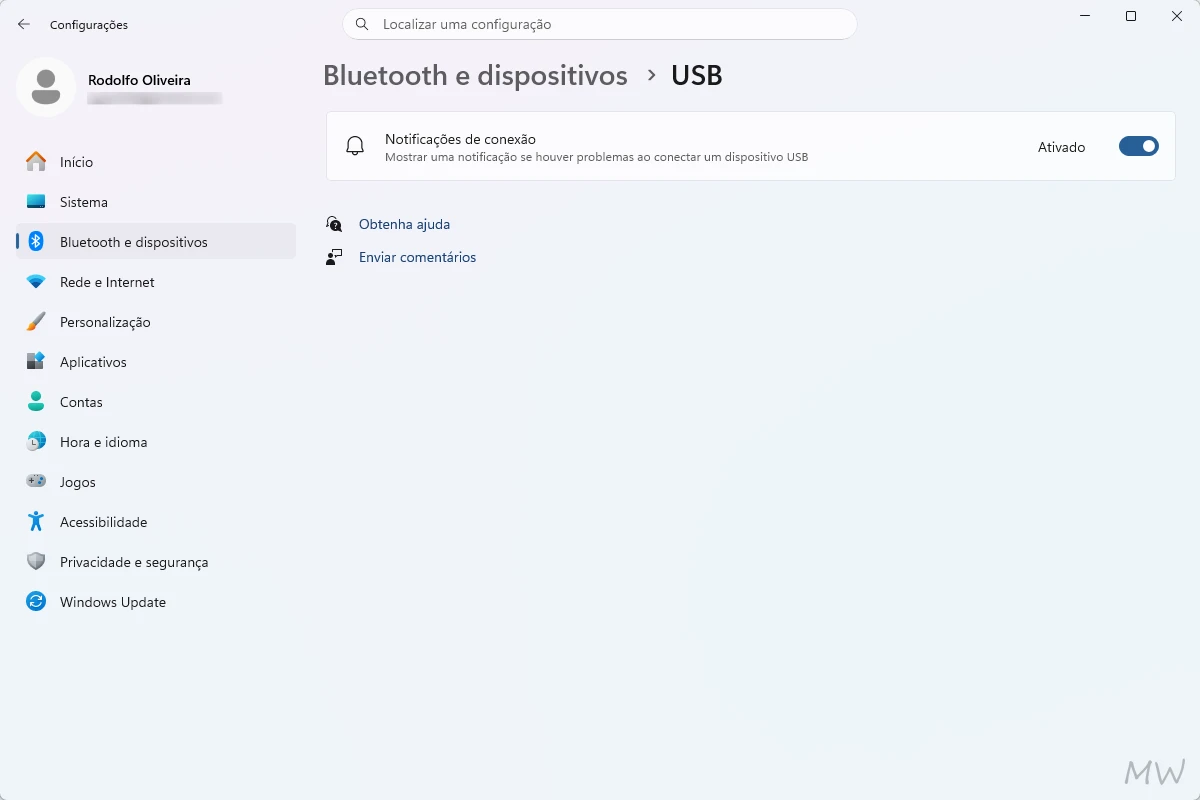 Ativar ou desativar as notificações de problemas de USB no Windows 11