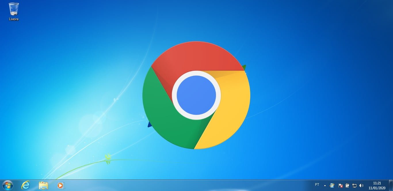 Chrome na área de trabalho do Windows 7.