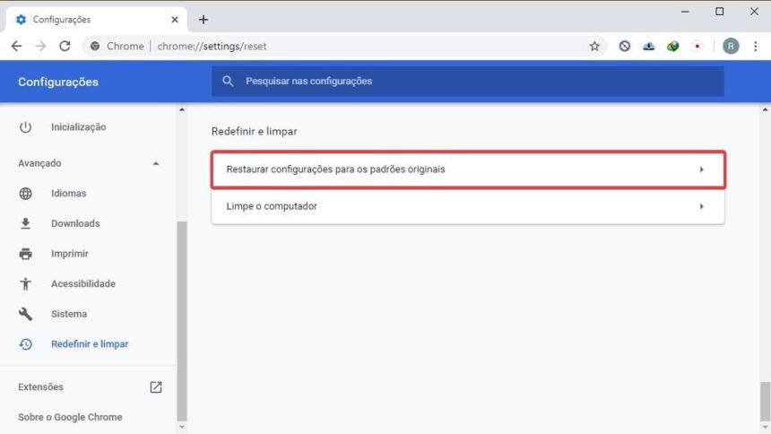 Como redefinir as configurações do Chrome para o padrão