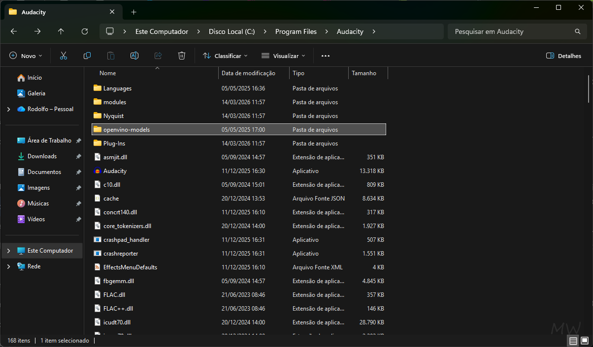 Desinstalar o plugin OpenVINO pela pasta de plugins