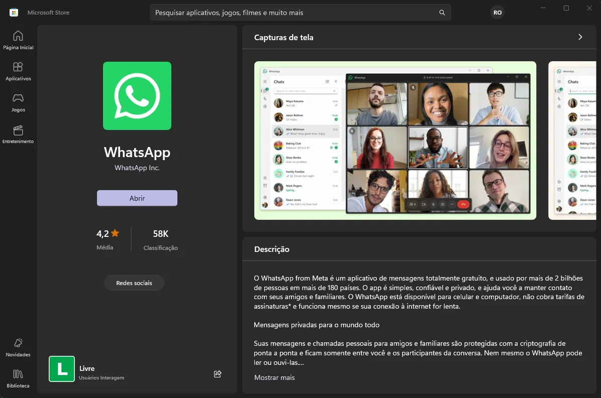 WhatsApp no PC com Windows 11