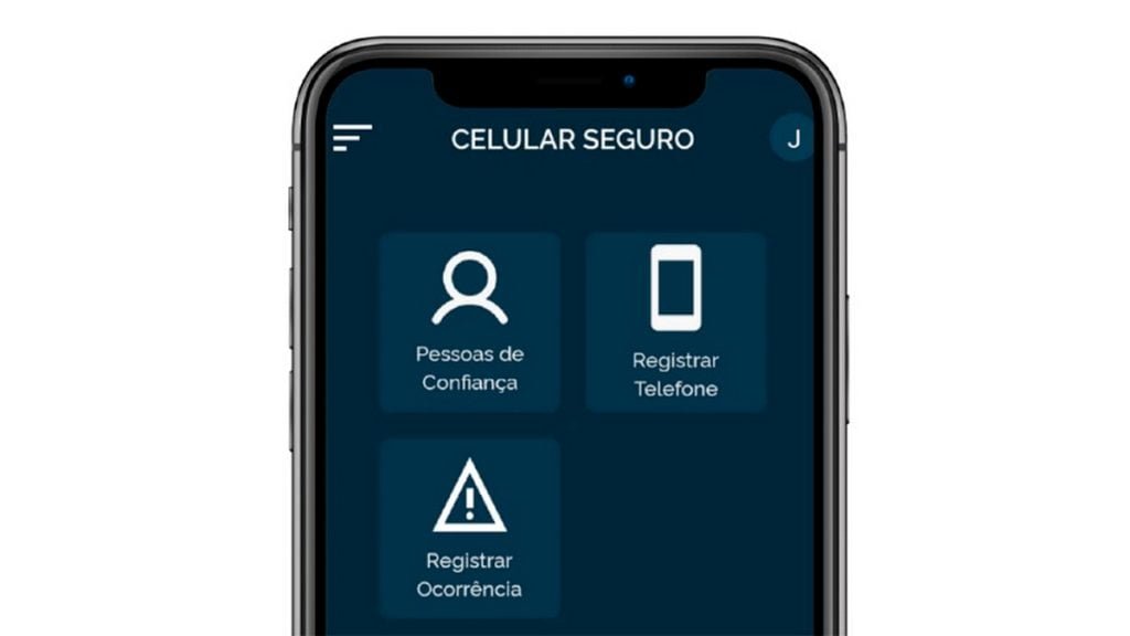 Interface do aplicativo Celular Seguro