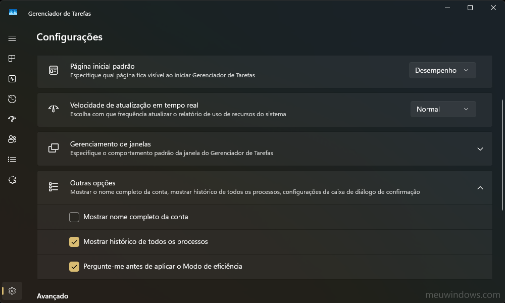 Como gerenciar as configurações do Gerenciador de Tarefas no Windows 11 4 Outras opções do Gerenciador de Tarefas