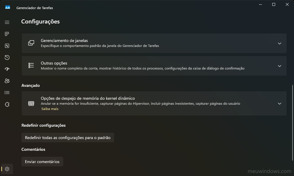 Como gerenciar as configurações do Gerenciador de Tarefas no Windows 11 6 Redefinir todas as configurações do Gerenciador de Tarefas