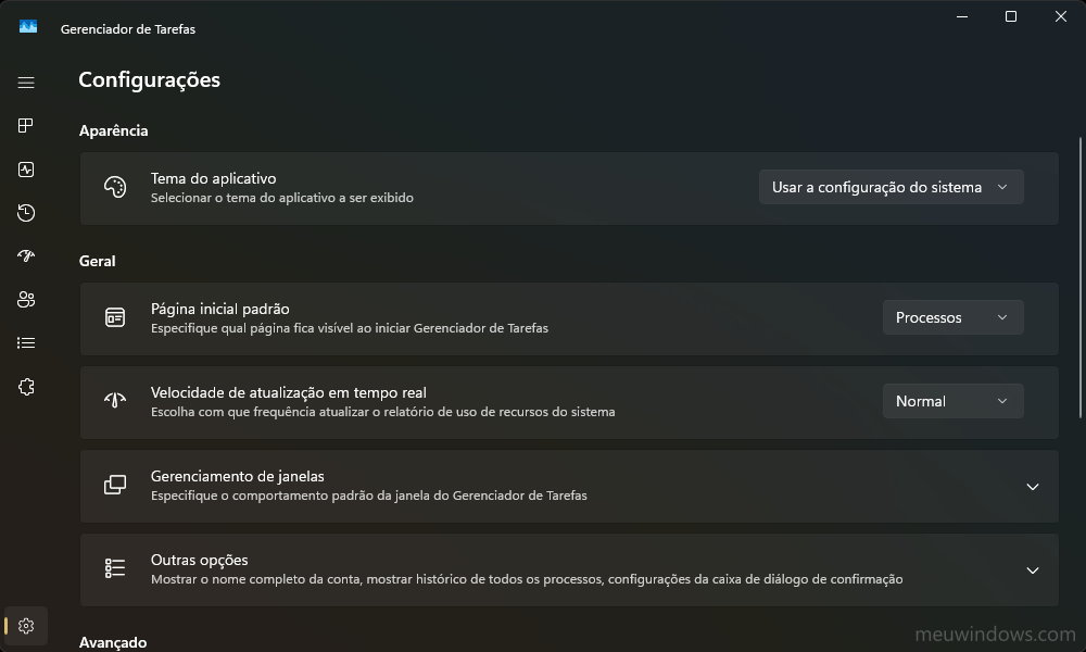 Como gerenciar as configurações do Gerenciador de Tarefas no Windows 11 1 Tema do Gerenciador de Tarefas