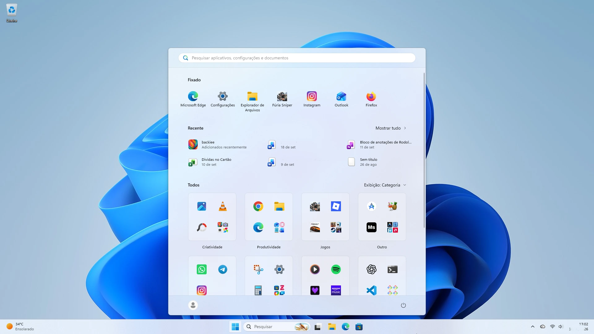 Windows 11 26H2 lançado: conheça as novidades e como atualizar 1 Menu Iniciar do Windows 11 26H2